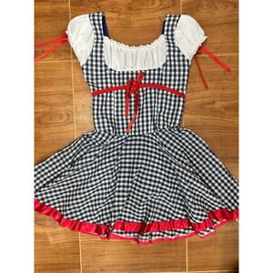 Dance Costume Medium Child Blue Unknown Jazz Tap Ballet Dress Gingham Ribbons